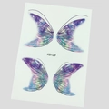 Tatouages temporaires ailes de papillon imperméables en violet et bleu étoilé, modèle K8129 - K8129-Ailes de Papillon Galaxie Étoilée Violette