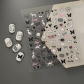 Stickers ongles 5D avec reliefs de dalmatien et papillon et lettrage Lucky Love - FEB-861