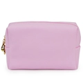 Beauty case rettangolare rosa con trama Saffiano e cerniera in metallo dorato - Piccolo / Rosa