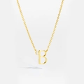 Detail of S925 sterling silver gold letter B pendant necklace with clear gemstone - Letter B