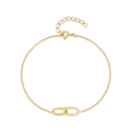 Macro shot of 925 silver gold bracelet featuring interlocking zircon circles on white background - 925 Silver / Gold-Interlocking Double Ring Zircon