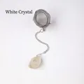 SUS304 stainless steel tea infuser with raw natural clear quartz crystal stone charm - Clear Quartz (Silver)