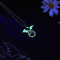 Luminous green dragon pendant necklace with metallic chain on a dark aesthetic background - Dragon Green Glow - Titanium Chain - 60CM