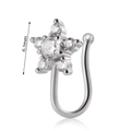 Silver star fake nose ring with clear zircons and 6.1mm diameter star detail - Five-Point Star Zircon