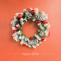 Christmas wreath with snow, pine cones, and red berries, 50cm diameter hanging ornament - Christmas Snowflake Wreath 50cm