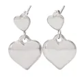 Japanese retro silver heart-shaped dangle earrings with high-polished mirror finish - Silver (PDE314)