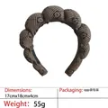 Brown corduroy sponge headbands with vintage floral print and premium padded volume - 6-striped Print Dark Brown