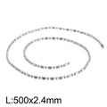 Polished silver stainless steel ball and barrel bead chain necklace 500mm x 2.4mm - Bamboo Chain (KN107370-Z)