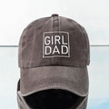Berretto da baseball grigio lavato con ricamo bianco GIRL DAD e visiera curva classica - Taglia unica / caffè