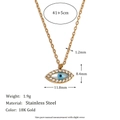 Oval Evil Eye palm necklace in 18K gold-plated stainless steel with detailed measurements - Oval Evil Eye Necklace - Gold