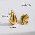 Elegant gold teardrop earrings in polished stainless steel, size 2.66cm x 1.48cm - ER-1213 Gold Small Smooth Earrings