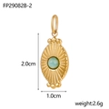 Vintage golden stainless steel oval pendant with green stone and sunflower texture - Light Green (FP29082B-2)