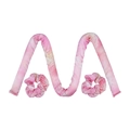 Pink tie-dye heatless silk hair curler set with matching scrunchies on white background - Pink Orange Yellow (Without Clip)