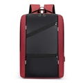 Business laptop backpack with USB charging port in red and black two-tone design - 1328 Style-Red