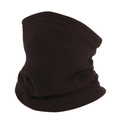Close-up of a brown fleece neck warmer with durable hemmed edges for winter - Fleece With Drawstring / Coffee