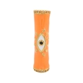 Vue macro détaillée de la perle œil en émail orange avec accents en zircone cubique - Orange