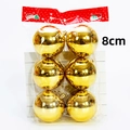 Set mit sechs glänzenden 8 cm goldenen Weihnachtskugeln mit festlichen Aufhängern - 6 Stück/Packung (8cm) / Glänzendes Gold