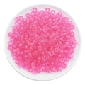 Pink transparent acrylic pony beads for DIY jewelry making in a white ceramic dish - 100 Pieces/Pack (9x6mm) / Deep Pink