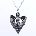 Pendente con ali di angelo in acciaio inossidabile vintage con finitura argento antico - Solo Pendente (Senza Catena) B1325