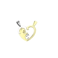 Minimalist cat heart couple necklace with polished silver and gold dual-tone finish - Heart Pendants Pair (No Chain) / Gold White