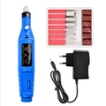 Portable electric blue nail drill machine kit for manicure and pedicure with adapters - EU Plug / Blue
