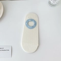 Fantasmini bianchi invisibili con striscia antiscivolo blu in silicone e trama a costine - Taglia unica / Bianco con bordo blu