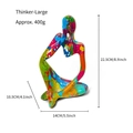 Colorful graffiti thinker statue in large size for modern abstract home office decor - Large Camouflage Left Thinker