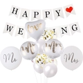 Dettagli dei palloncini Mr & Mrs e striscione Happy Wedding per decorazioni nuziali - Set HAPPY WEDDING