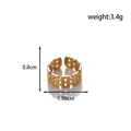 Gold stainless steel adjustable ring featuring a textured hollow mesh weaving design - Hollow Grid (MN548) / Gold