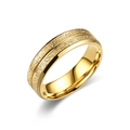 Macro detail of the golden frosted titanium steel ring with a smooth polished inner surface - US 5 / 6mm / Gold