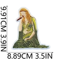 Embroidered singer patch for bags with microphone and green dress, 9.91x8.89cm size - W3GS-22-10