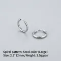 Polished steel hoop earrings with twisted pattern in large size and silver tone - Twisted Pattern (Large) / Steel