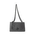 Elegante borsa a tracolla grigio scuro con texture a pelle di serpente e catena - Grigio
