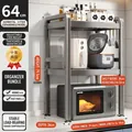 Scaffale da cucina estensibile a 3 livelli grigio canna di fucile con 6 ganci - Modello Estensibile a 3 Livelli + 6 Ganci - Grigio Fucile