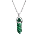 Collana con ciondolo esagonale in malachite verde e catenina in argento lucido - Malachite