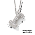 Exquis collier pendentif lettre I en métal argenté avec zircons pour femmes - Lettre I