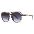 Modern aviator sunglasses with translucent grey frames and gradient lenses - Grey Frame Double Grey