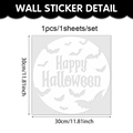 30cm Halloween window decal with flying bats and Happy Halloween lettering for party decor - 30cm x 30cm / Bat Happy Halloween Round Style (UV24Y12387T_T)