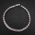 Elegant tennis bracelet featuring square-cut zircons set in a silver-tone metal frame - 4mm-16cm / Pink Zirconia