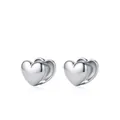 Elegant s925 sterling silver heart-shaped hoop earrings with polished finish - 925 Sterling Silver (Heart)