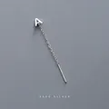 Minimalist S999 sterling silver threader earring with letter A dangle in bright silver - Letter A