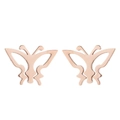 Detailed view of symmetric hollow butterfly stud earrings in elegant rose gold finish - Style 265 / Rose Gold