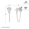 Detailed macro view of S925 sterling silver flower earrings with Zircon dimensions - 925 Silver / 925 Silver White Gold Plated