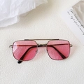 Lunettes de soleil vintage pour enfants avec verres roses et monture en métal doré - Rose