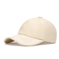Breathable cream straw baseball cap with vintage woven texture for summer leisure - Adjustable / Beige