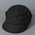 Gorra de repartidor negra minimalista de algodón y lino con visera de diseño cruzado - M (56-58cm) / Negro