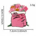 Pink Christmas gift bag embroidery patch, 8x7.2cm iron-on decorative accessory for DIY - 14# Gift Bag