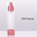 50ml refillable spray bottle in transparent plastic with soft pink pump and clear cap - Spray / 50ml / Pink