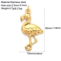 Gold stainless steel flamingo pendant charm with size and weight measurements on white background - Gold Tone Bird (G21)
