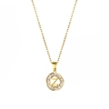 18K gold plated necklace with round pendant featuring letter Z and zircon inlay - Letter Z